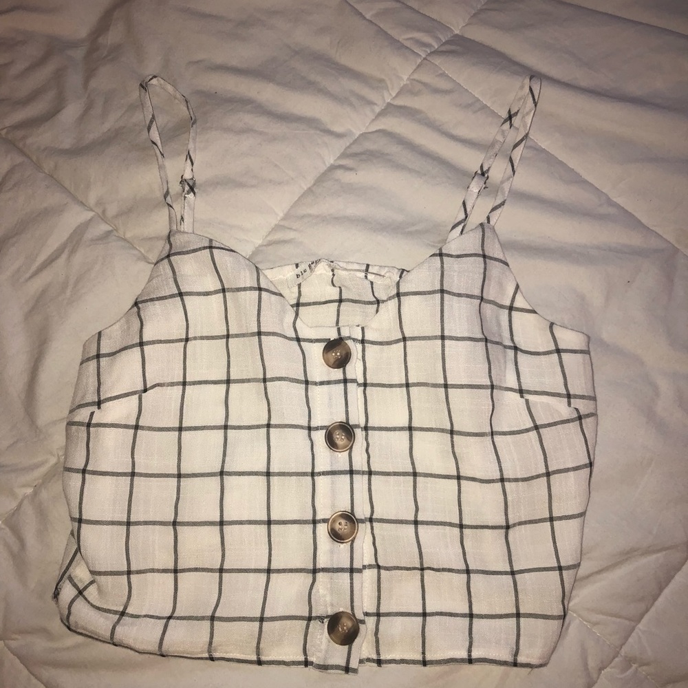 Cream checkered crop cami